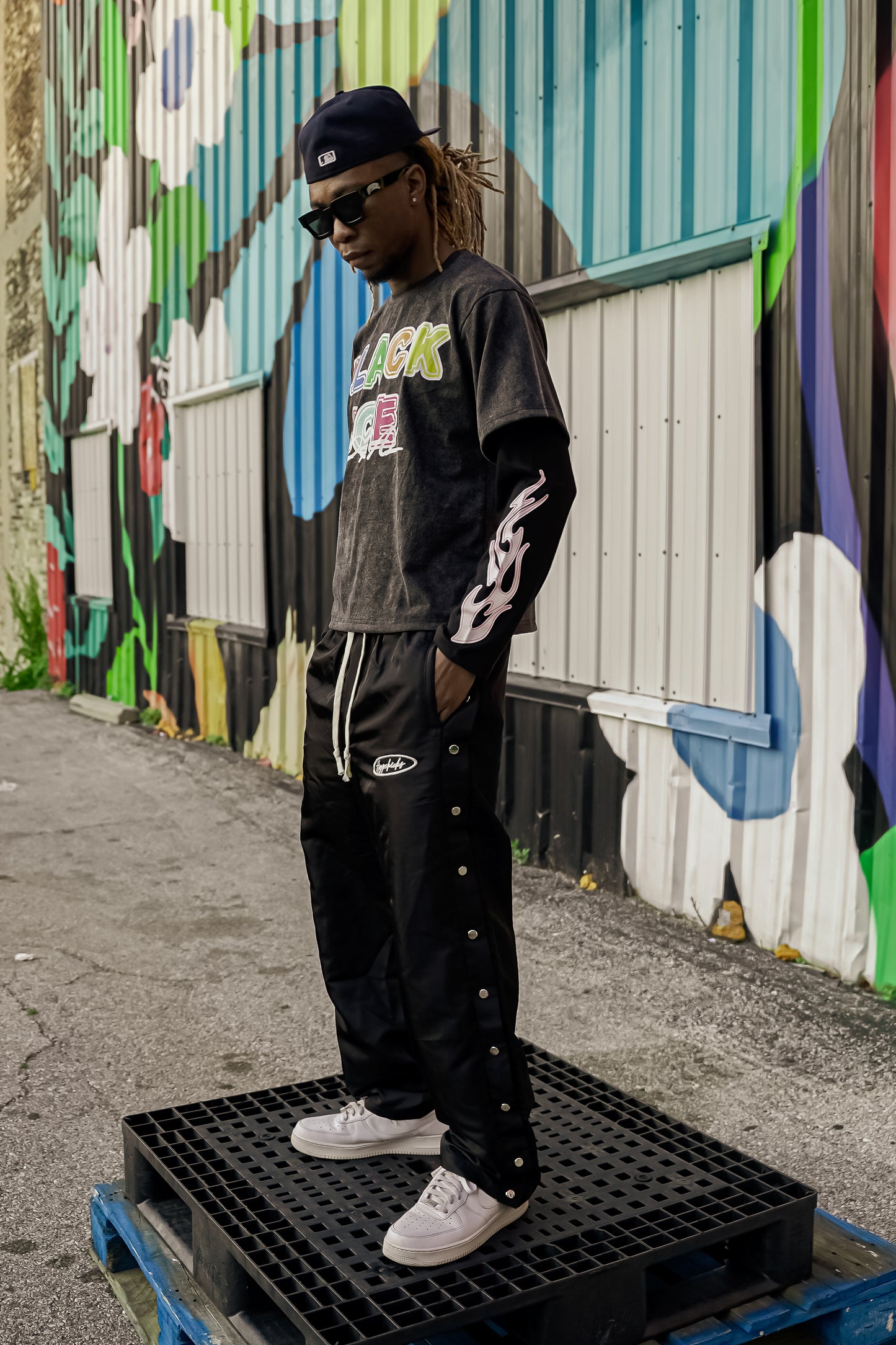 Button Down Nylon Pants